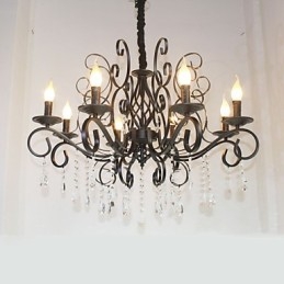8 cabeças de lustre de metal de lâmpada de cristal de estilo europeu