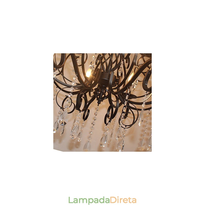 8 cabeças de lustre de metal de lâmpada de cristal de estilo europeu