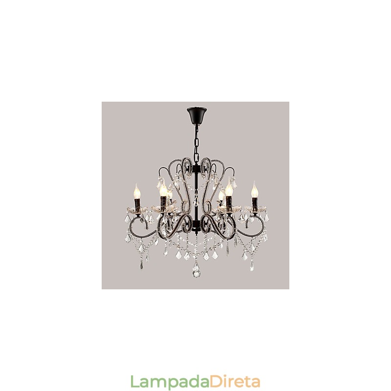 Lustre de cristal de 6 luzes moderno contemporâneo tradicional clássico rústico lodge vintage retrô
