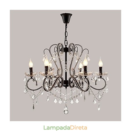 Lustre de cristal de 6 luzes moderno contemporâneo tradicional clássico rústico lodge vintage retrô Lustre de cristal de 6 luzes moderno contemporâneo tradicional clássico rústico lodge vintage retrô