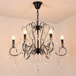 Lustre de cristal de 6 luzes moderno contemporâneo tradicional clássico rústico lodge vintage retrô