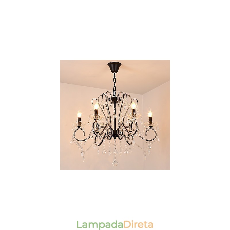 Lustre de cristal de 6 luzes moderno contemporâneo tradicional clássico rústico lodge vintage retrô