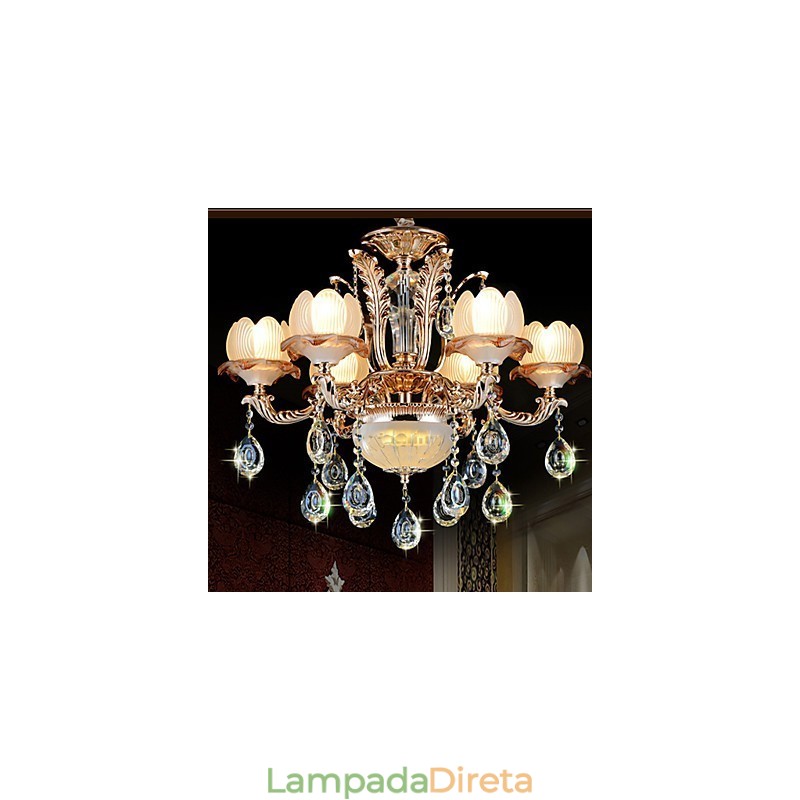 Pingente de cristal estilo europeu, estilo simples de liga, iluminação retrô