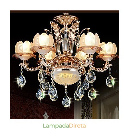 Pingente de cristal estilo europeu, estilo simples de liga, iluminação retrô Pingente de cristal estilo europeu, estilo simples de liga, iluminação retrô