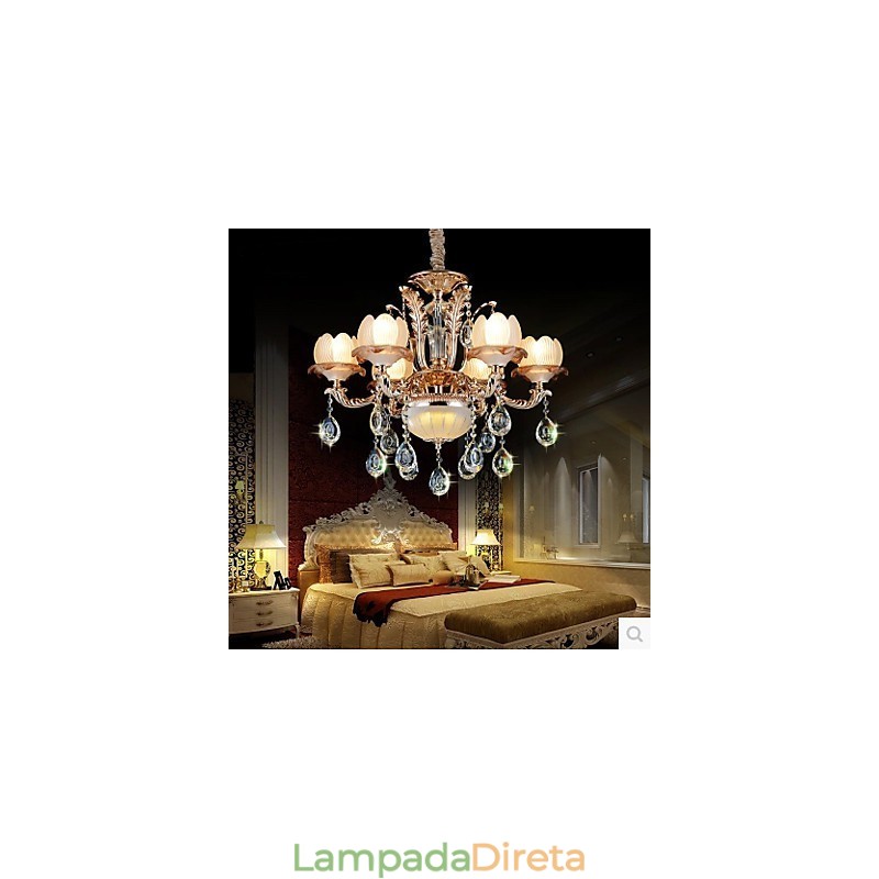 Pingente de cristal estilo europeu, estilo simples de liga, iluminação retrô