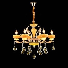 Recurso de liga de zinco clássico tradicional para lustre de metal estilo mini cristal com 6 lâmpadas