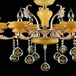 Recurso de liga de zinco clássico tradicional para lustre de metal estilo mini cristal com 6 lâmpadas