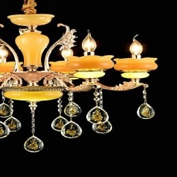 Recurso de liga de zinco clássico tradicional para lustre de metal estilo mini cristal com 6 lâmpadas