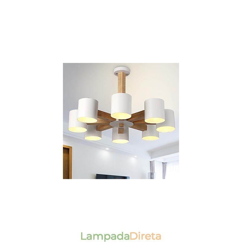 8 Luzes Lustre Moderno Contemporâneo Tradicional Clássico Vintage Country Madeira Característica para Madeira
