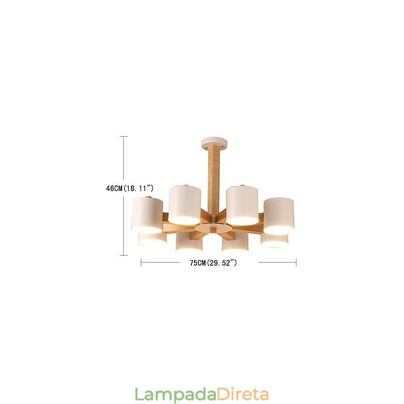 8 Luzes Lustre Moderno Contemporâneo Tradicional Clássico Vintage Country Madeira Característica para Madeira