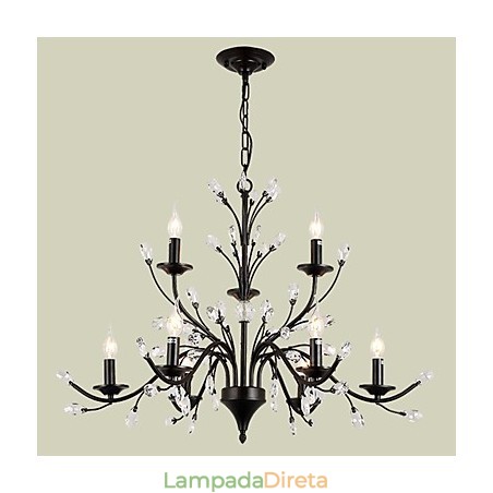 Lustre de cristal de 9 luzes moderno contemporâneo tradicional clássico vintage retrô country pintura característica Lustre de cristal de 9 luzes moderno contemporâneo tradicional clássico vintage retrô country pintura característica