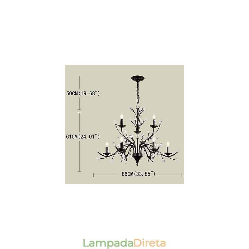 Lustre de cristal de 9 luzes moderno contemporâneo tradicional clássico vintage retrô country pintura característica