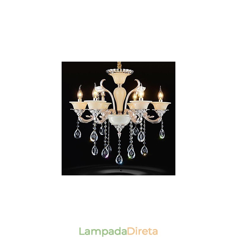 Luminária pendente de cristal europeia Luminária pendente de cristal de liga de zinco