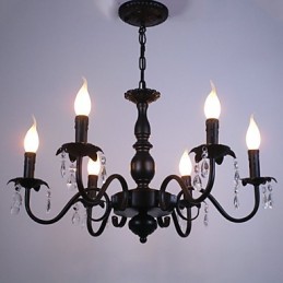 Lustre de estilo europeu, vela, lâmpada de cristal, simples, ferro, arte, lâmpada, decorativa