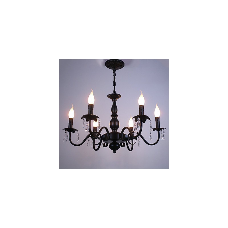 Lustre de estilo europeu, vela, lâmpada de cristal, simples, ferro, arte, lâmpada, decorativa