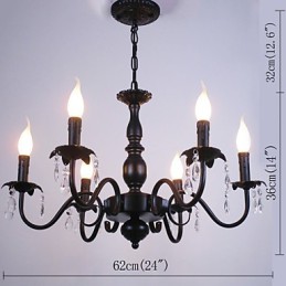 Lustre de estilo europeu, vela, lâmpada de cristal, simples, ferro, arte, lâmpada, decorativa
