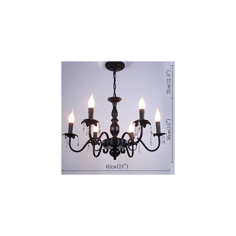 Lustre de estilo europeu, vela, lâmpada de cristal, simples, ferro, arte, lâmpada, decorativa