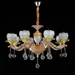 Recurso de liga de zinco clássico tradicional para lustre de metal estilo mini cristal com 8 lâmpadas