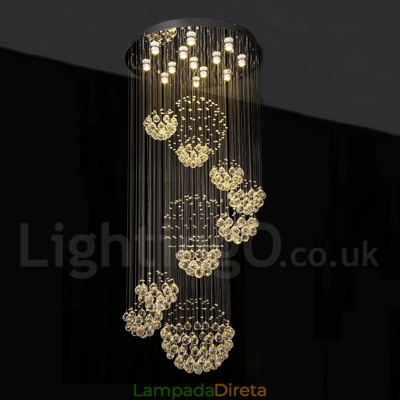 Comprimento extra 5 metros cristal longo gota teto pingente luz lustre moderno casa pendurado iluminação lustre lâmpadas luminárias