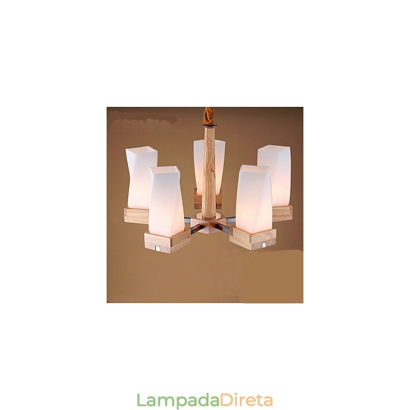 Luminária de teto criativa de madeira maciça com iluminação de arte simples