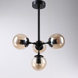 Quatro postes de luz estilo europeu moderno Modo luminária pendente de vidro e metal para decoração de foyer luminária lustre industrial