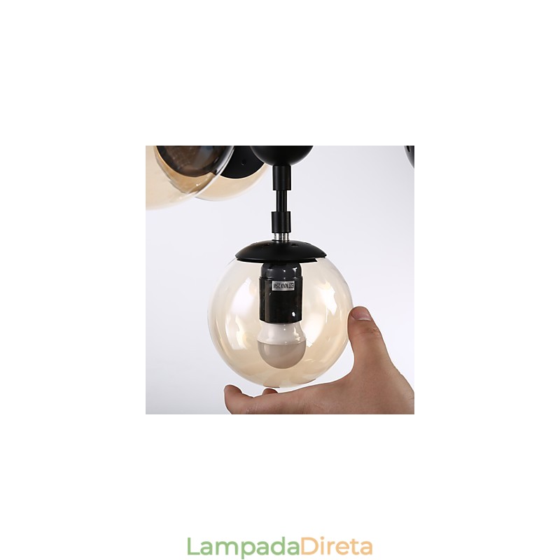 Quatro postes de luz estilo europeu moderno Modo luminária pendente de vidro e metal para decoração de foyer luminária lustre industrial