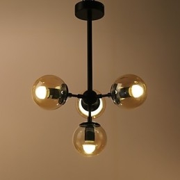 Quatro postes de luz estilo europeu moderno Modo luminária pendente de vidro e metal para decoração de foyer luminária lustre industrial