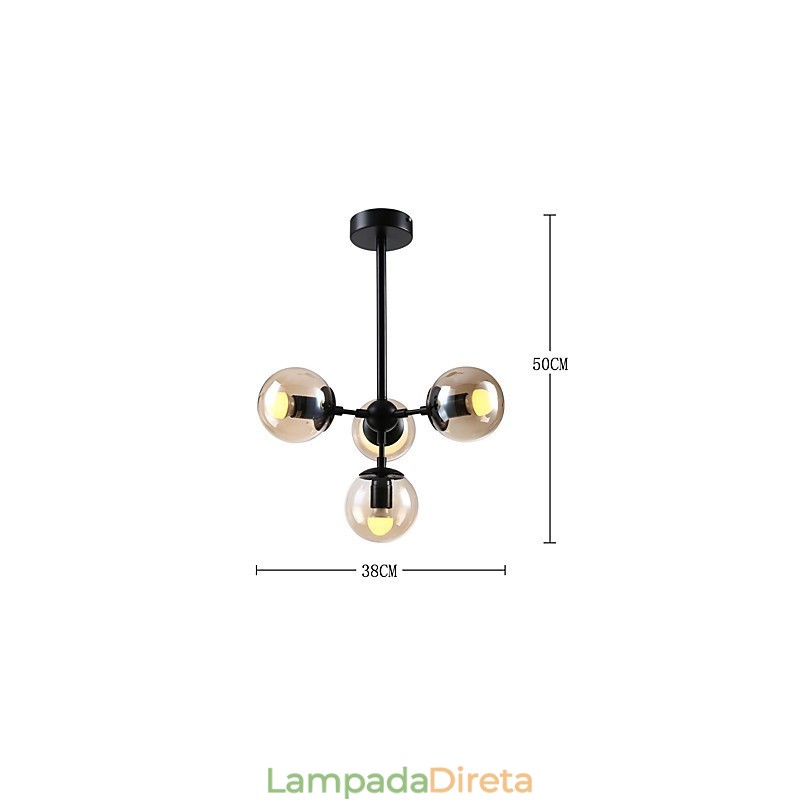 Quatro postes de luz estilo europeu moderno Modo luminária pendente de vidro e metal para decoração de foyer luminária lustre industrial