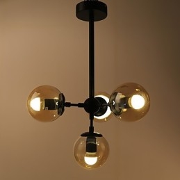 Quatro postes de luz estilo europeu moderno Modo luminária pendente de vidro e metal para decoração de foyer luminária lustre industrial