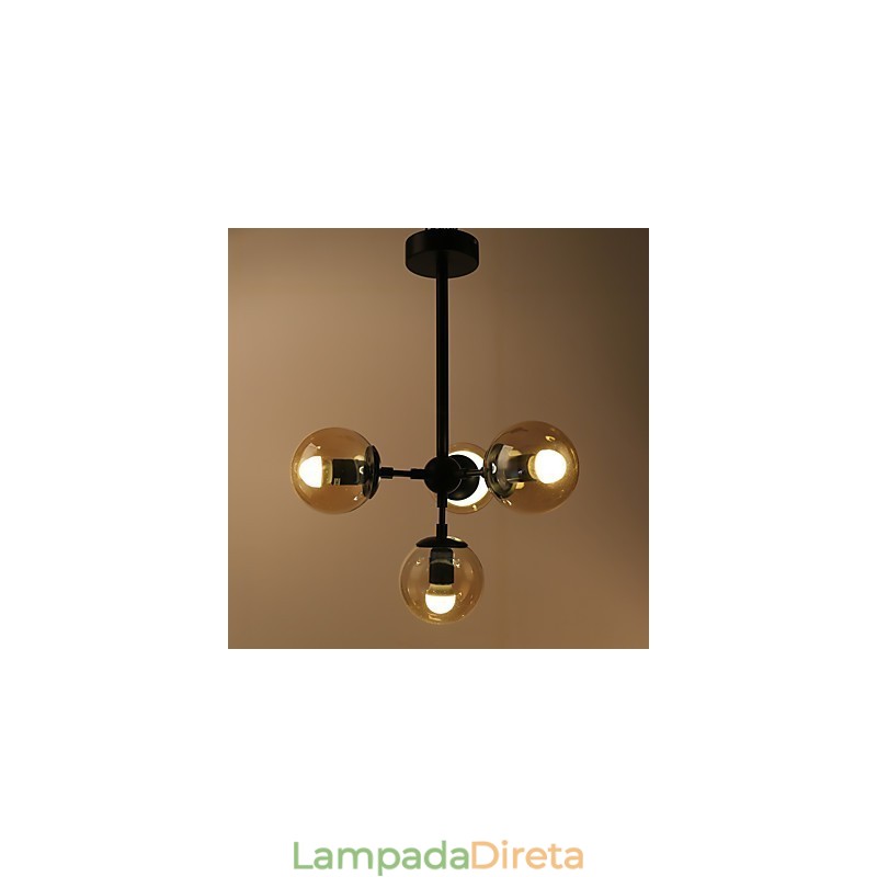 Quatro postes de luz estilo europeu moderno Modo luminária pendente de vidro e metal para decoração de foyer luminária lustre industrial