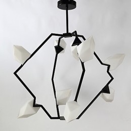 Lâmpada pendente moderna de metal com vidro pêssego Nine Light Post, luminária pendente decorativa para cantina