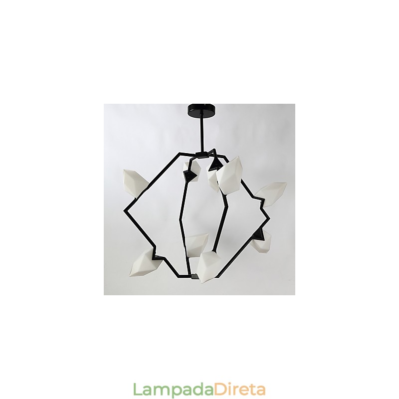 Lâmpada pendente moderna de metal com vidro pêssego Nine Light Post, luminária pendente decorativa para cantina