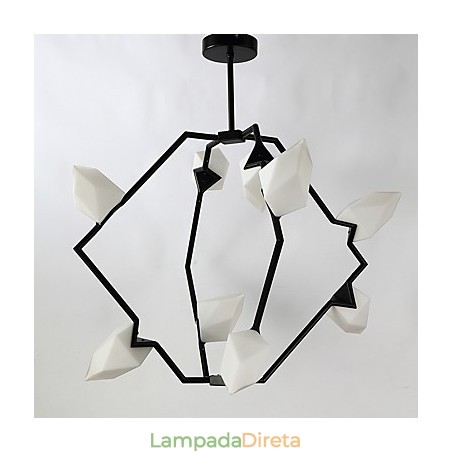 Lâmpada pendente moderna de metal com vidro pêssego Nine Light Post, luminária pendente decorativa para cantina Lâmpada pendente moderna de metal com vidro pêssego Nine Light Post, luminária pendente decorativa para cantina