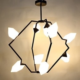 Lâmpada pendente moderna de metal com vidro pêssego Nine Light Post, luminária pendente decorativa para cantina