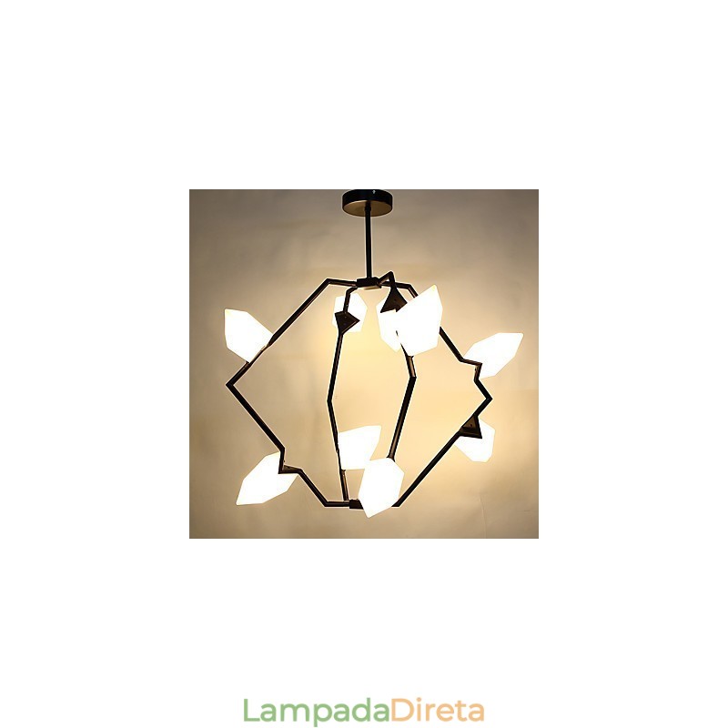 Lâmpada pendente moderna de metal com vidro pêssego Nine Light Post, luminária pendente decorativa para cantina