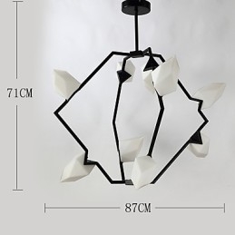 Lâmpada pendente moderna de metal com vidro pêssego Nine Light Post, luminária pendente decorativa para cantina