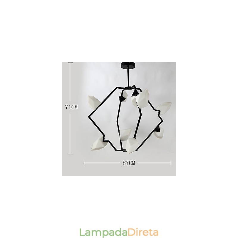 Lâmpada pendente moderna de metal com vidro pêssego Nine Light Post, luminária pendente decorativa para cantina