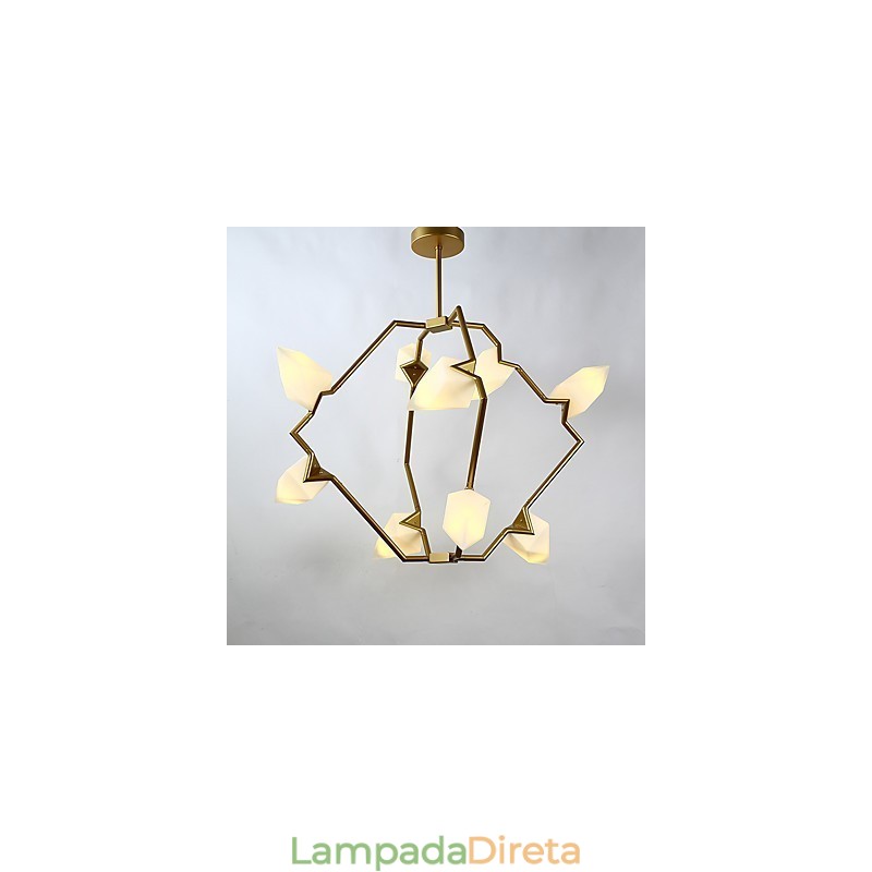 Lâmpada pendente moderna de metal com vidro pêssego Nine Light Post, luminária pendente decorativa para cantina