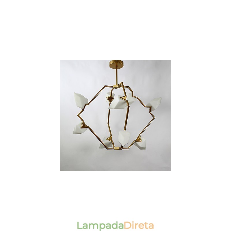 Lâmpada pendente moderna de metal com vidro pêssego Nine Light Post, luminária pendente decorativa para cantina