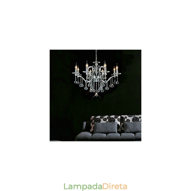 Lustre de Cristal Elegante com 8 Luzes