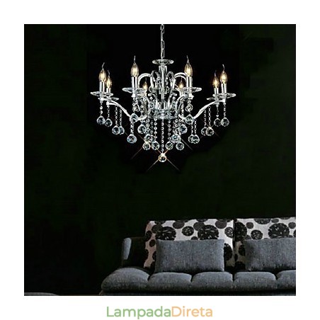 Lustre de Cristal Elegante com 8 Luzes Lustre de Cristal Elegante com 8 Luzes