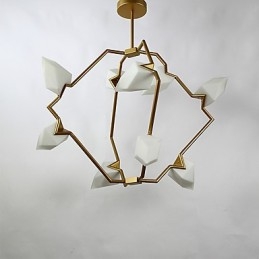 Lâmpada pendente moderna de metal com vidro pêssego Nine Light Post, luminária pendente decorativa para cantina