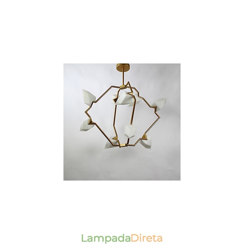 Lâmpada pendente moderna de metal com vidro pêssego Nine Light Post, luminária pendente decorativa para cantina