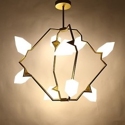Lâmpada pendente moderna de metal com vidro pêssego Nine Light Post, luminária pendente decorativa para cantina