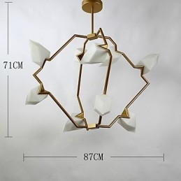 Lâmpada pendente moderna de metal com vidro pêssego Nine Light Post, luminária pendente decorativa para cantina