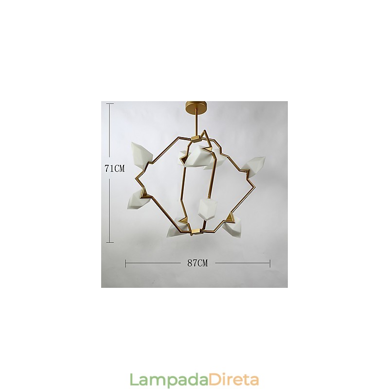 Lâmpada pendente moderna de metal com vidro pêssego Nine Light Post, luminária pendente decorativa para cantina