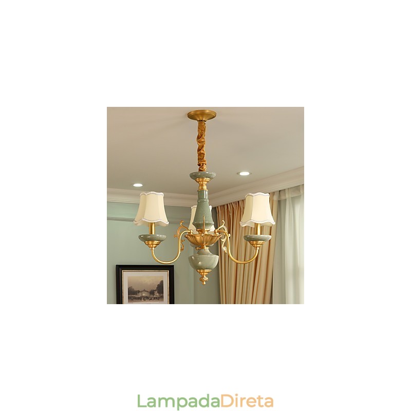 Lustre todo em cobre Lustre decorativo jade OP0