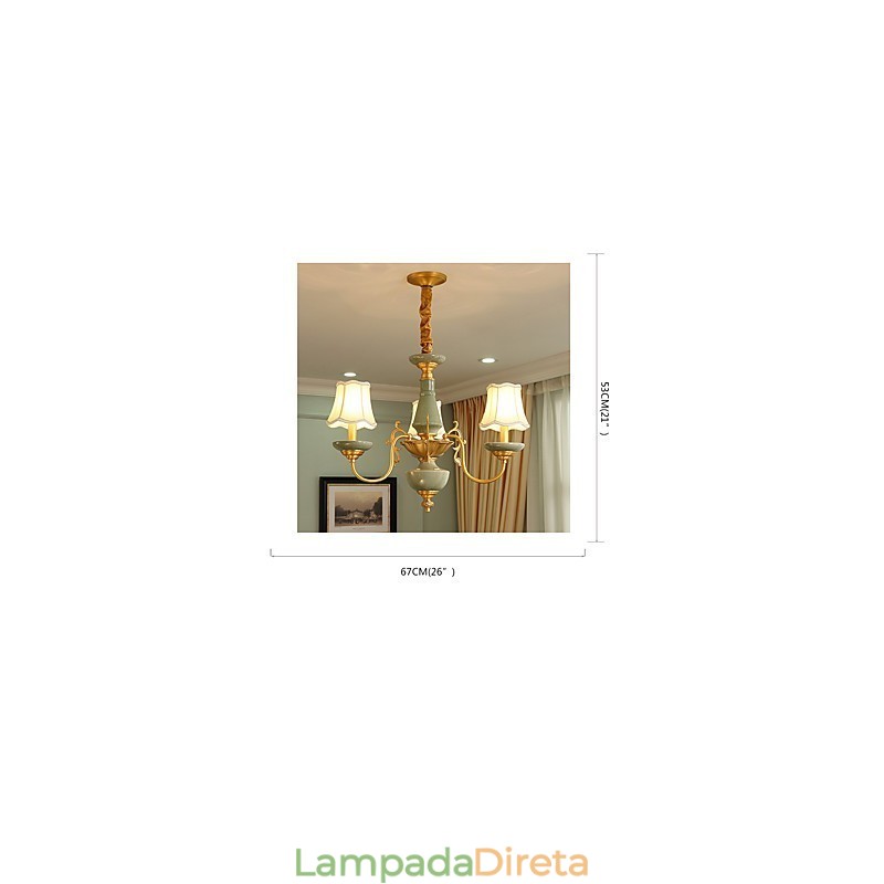 Lustre todo em cobre Lustre decorativo jade OP0