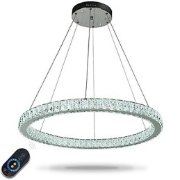 Luminária pendente de teto em anel regulável, lustre moderno, iluminação interna, luz com controle remoto