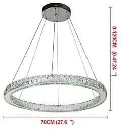 Luminária pendente de teto em anel regulável, lustre moderno, iluminação interna, luz com controle remoto